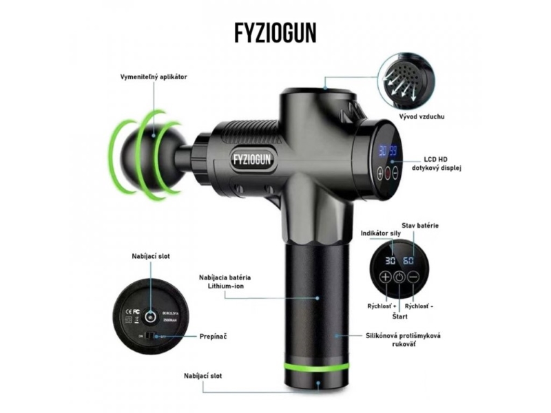 Masszázspisztoly Strong VI - FyzioGun - arany
